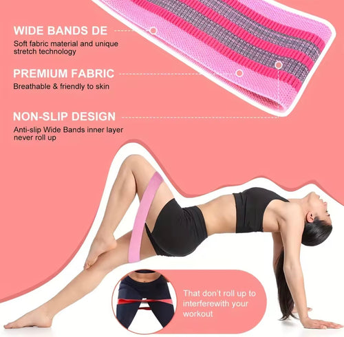 Fabric Resistance Bands Set (3-pack Hip and Glute Bands)